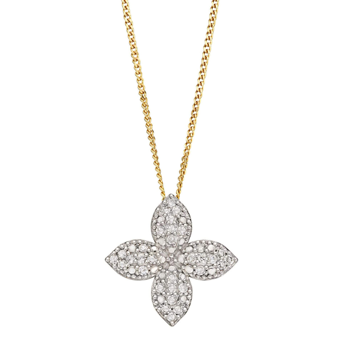 Yellow Gold Diamond Encrusted Pendant 0.16ct on Yellow Gold Chain, Leevans Jewellers
