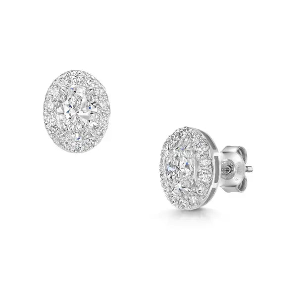 Pair of 18ct white gold lab diamond stud earrings, 2.00ct Leevans Jewellers & Pawnbrokers