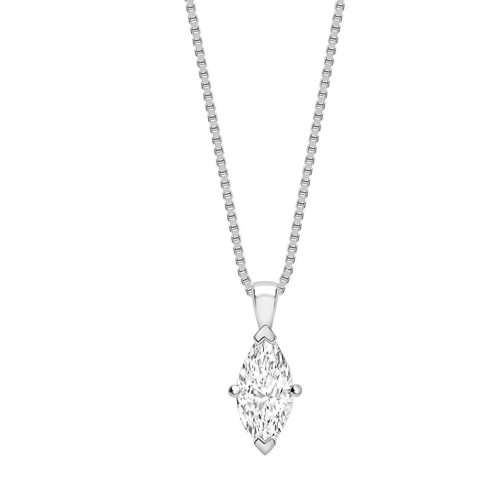 18ct White Gold Marquise Shape Diamond Pendant, Leevans Jewellers, Leeds Gold Buyers