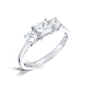 Platinum Diamond Three Stone Ring, Princess Cut, Leevans Jewellers & Gold Buyers Leeds
