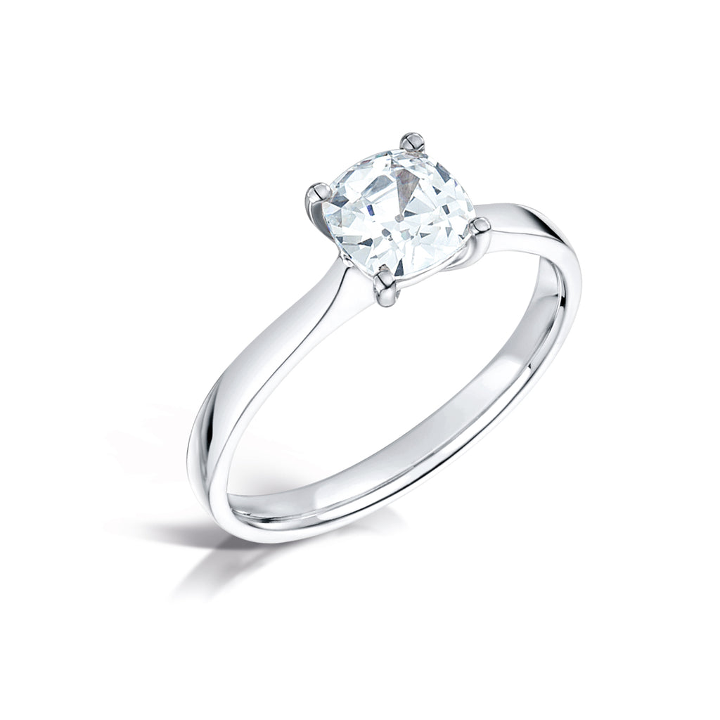 Cushion Shape Platinum Diamond Solitaire Ring 1.25ct, Leevans Jewellers Gold Buyers Leeds