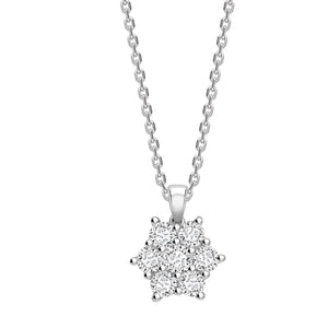 9ct White Gold Diamond Cluster Pendant, Leevans Jewellers & Pawnbrokers Leeds