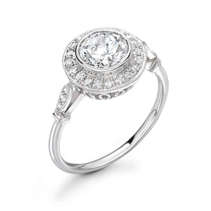 Diamond Halo Ring, Platinum, Leevans Jewellers & Pawnbrokers Leeds