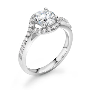 18ct White Gold Diamond Halo Twist Ring