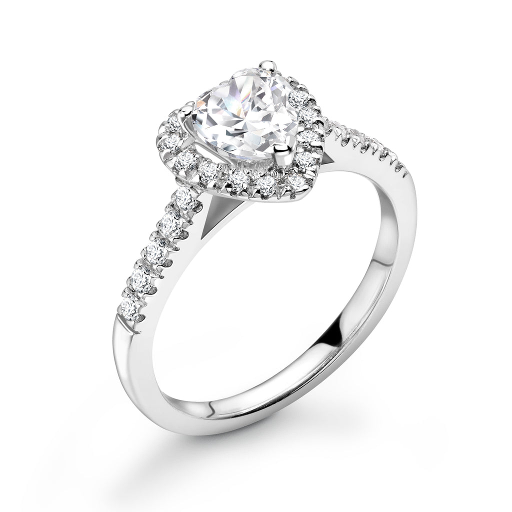 Halo Heart Shaped Diamond Engagement Ring, Platinum, Leeds Gold Buyers
