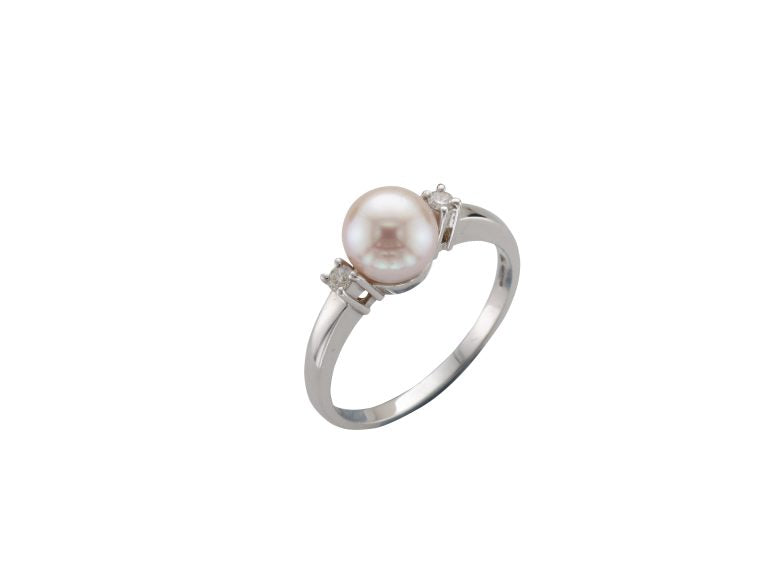 White Gold Pearl & Diamond Ring