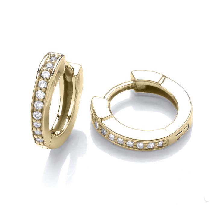 9ct yellow gold diamond set huggies, Leevans Jewellers Gold Buyers
